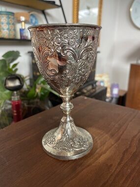 Ornate Silver Plated Goblet Heavy